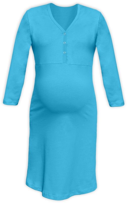 E-shop Jožánek Nočná košeľa na dojčenie rozopínacia Cecília, 3/4 rukáv, tyrkysová L/XL