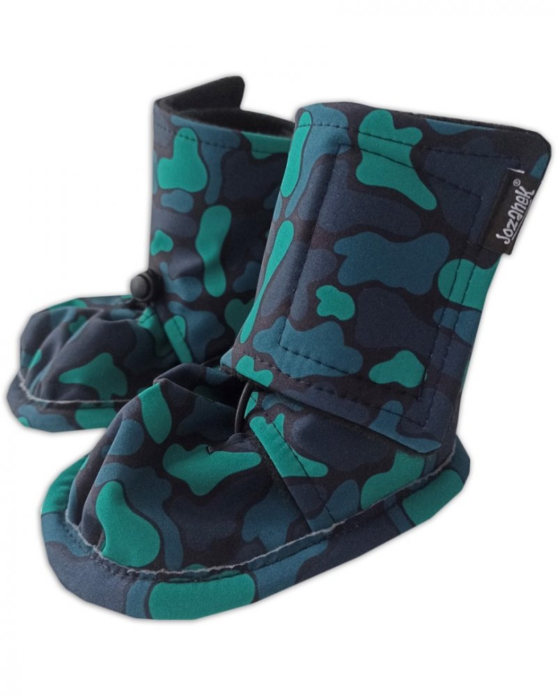 E-shop Jožánek Zimné topánočky softshell + fleece, zelený maskáč 0-6 M