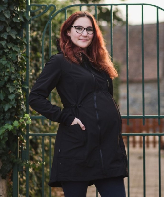 Softshellová NOSÍCÍ bunda Andrea + TĚHOTENSKÁ vsadka, černá