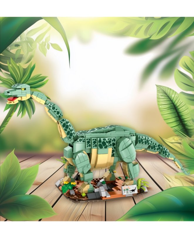 Stavebnice dinosaurus Brontosaurus (46 cm dlouhý) s pohyblivými prvky, 589 dílků