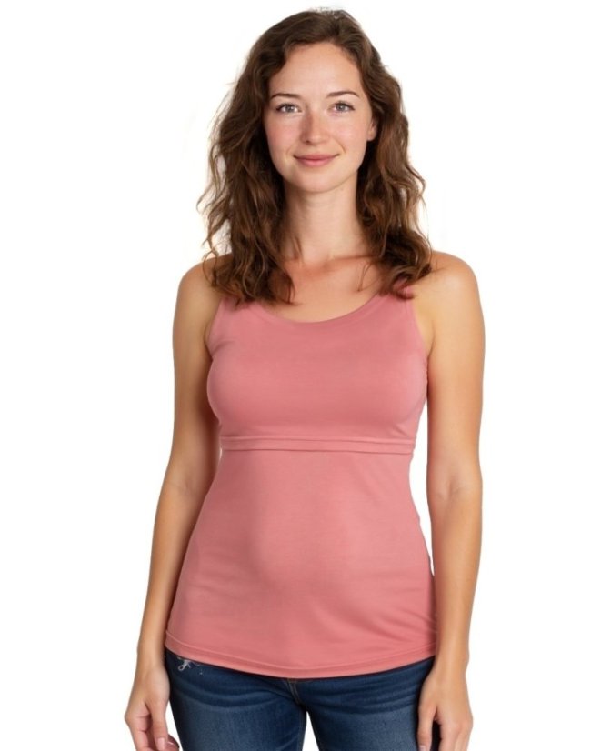 Breast-feeding T-shirt Katerina, no sleeves, old pink - Size: S/M