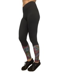Dámske legíny s vysokým pásom, čierne + farebné čiary