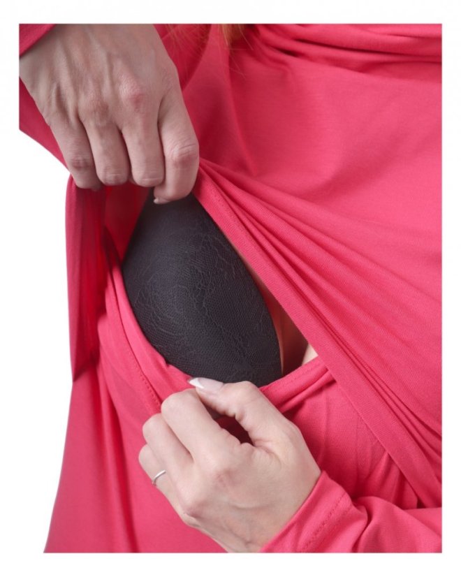 Breast-feeding roll-colar T-shirt Katerina, SALMON PINK - Size: XS/S