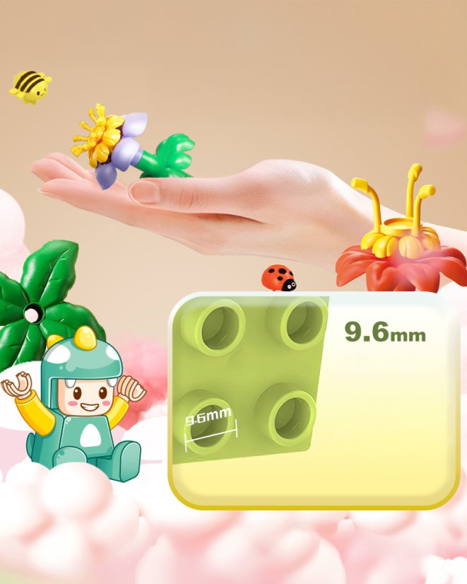 Stavebnica kvetinová záhradka s domčekom, 70 dielikov, pre deti od 3 rokov