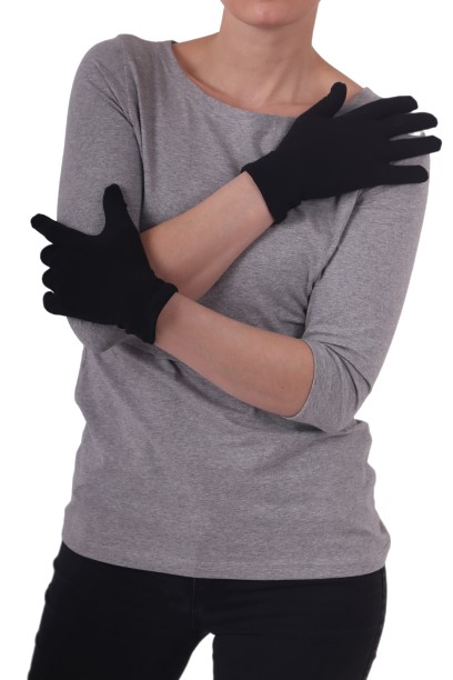 Damen-Baumwollhandschuhe für empfindliche Haut und Atopiker – schwarz