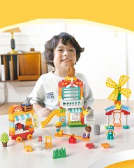 Stavebnice zábavní park s houpačkou a větrníkem, 127 dílků, velké kostky pro děti od 3 let