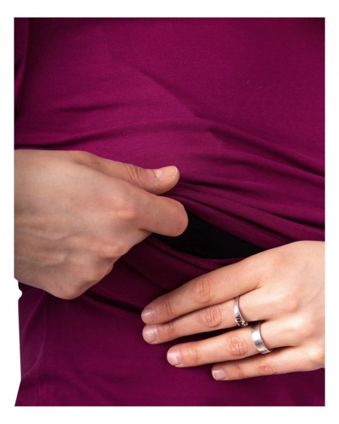 Breast-feeding roll-colar T-shirt Katerina, cyclamen - Size: XS/S