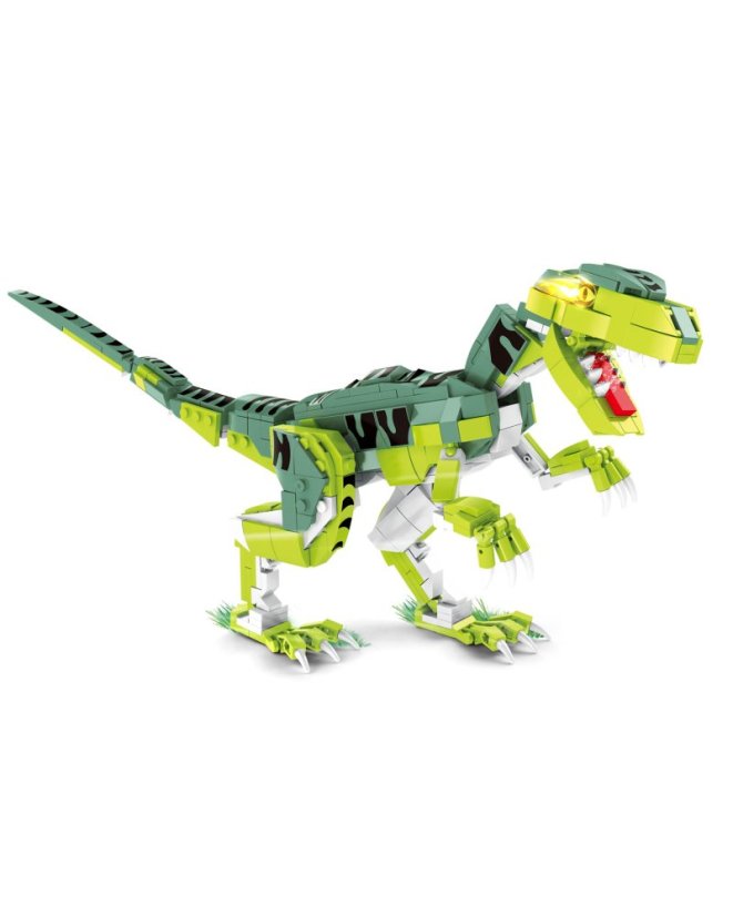 Stavebnice dinosaurus Velociraptor (41 cm dlouhý) s pohyblivými prvky, 533 dílků
