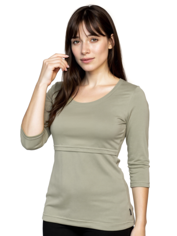 Nursing T-shirt Catherine, 3/4 sleeves – olive