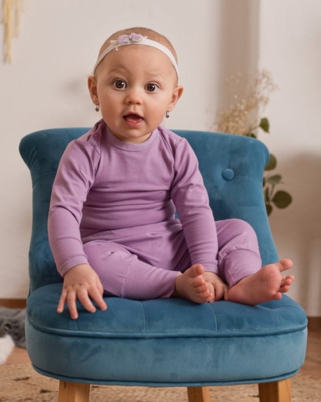 Dětské body s dlouhým rukávem – levandulově fialové