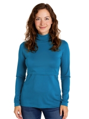Breast-feeding roll-colar T-shirt Katerina, dark turquoise