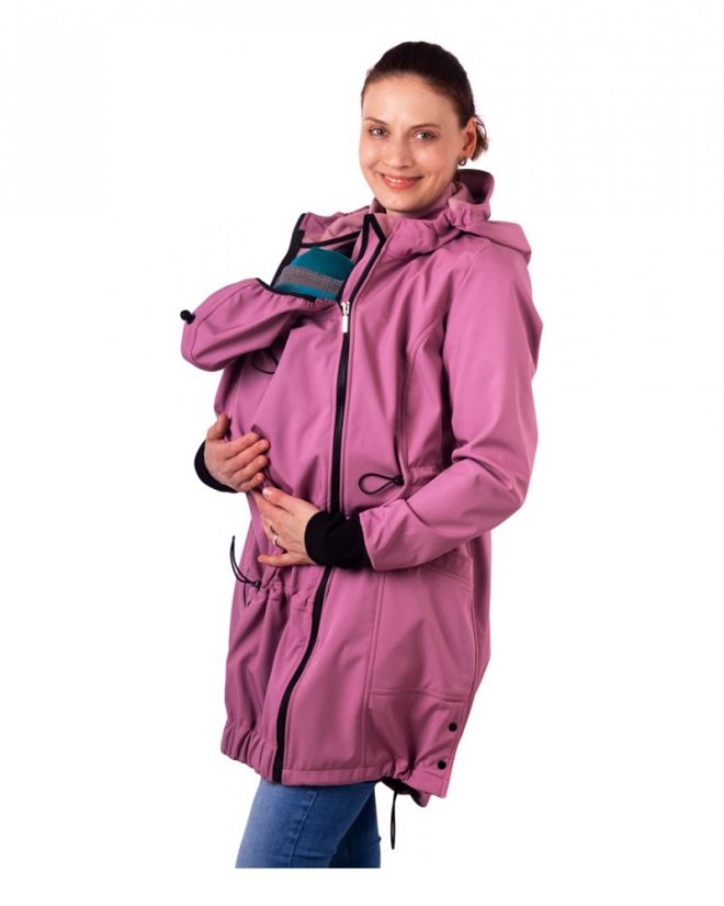 Softshellová NOSÍCÍ bunda Andrea + TĚHOTENSKÁ vsadka, růžová