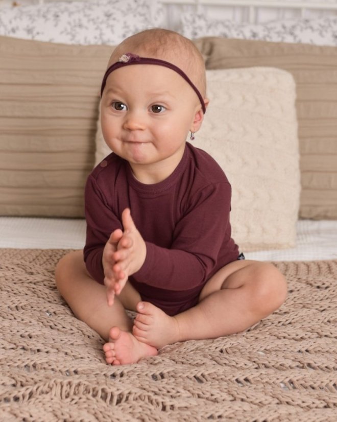 Baby bodysuit onesie, bordeaux - Size: 86