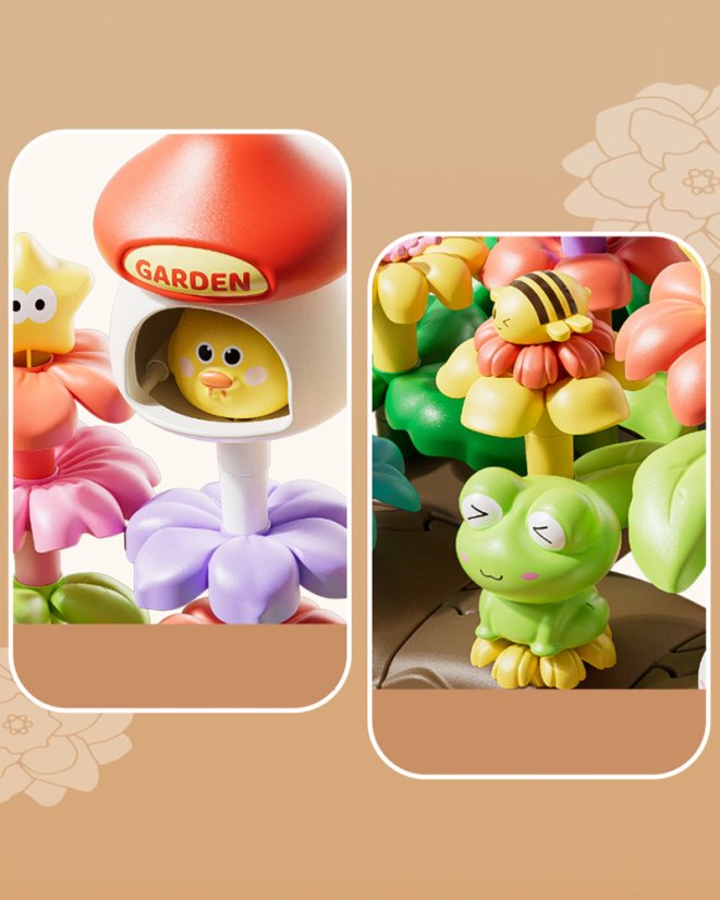 Stavebnica kvetinová záhradka so zvieratkami, 95 dielikov, pre deti od 3 rokov