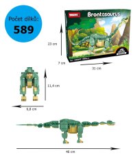 Stavebnice dinosaurus Brontosaurus (46 cm dlouhý) s pohyblivými prvky, 589 dílků