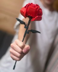 Stavebnice květina s nastavitelnou délkou stonku, rudá růže, 125 dílků