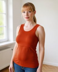 Breast-feeding T-shirt Katerina, no sleeves, cinnamon