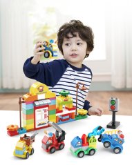 Large building blocks gas station with cars – for kids 3+, 105 pieces