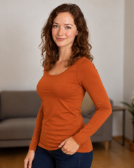 Damen T-Shirt Brigita, Langarm – zimtbraun