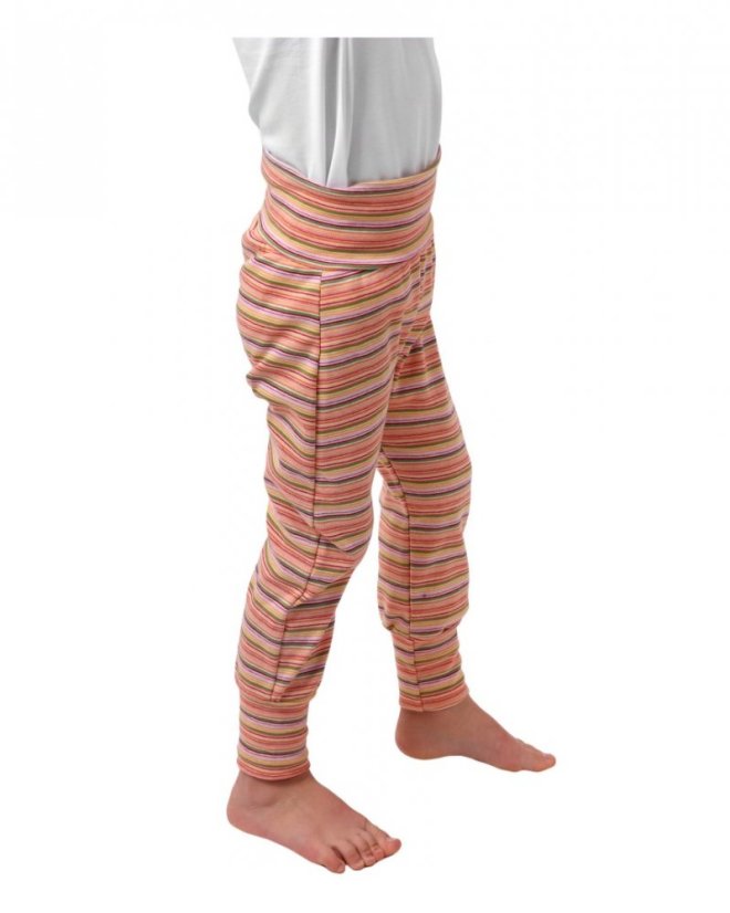 Dětské kalhoty baggy, lehké, oranžové-pruhy