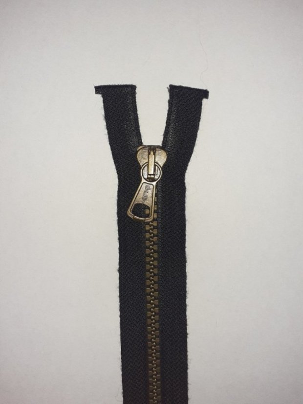 Zip kostěný, černá+bronz, RŮZNÉ DÉLKY