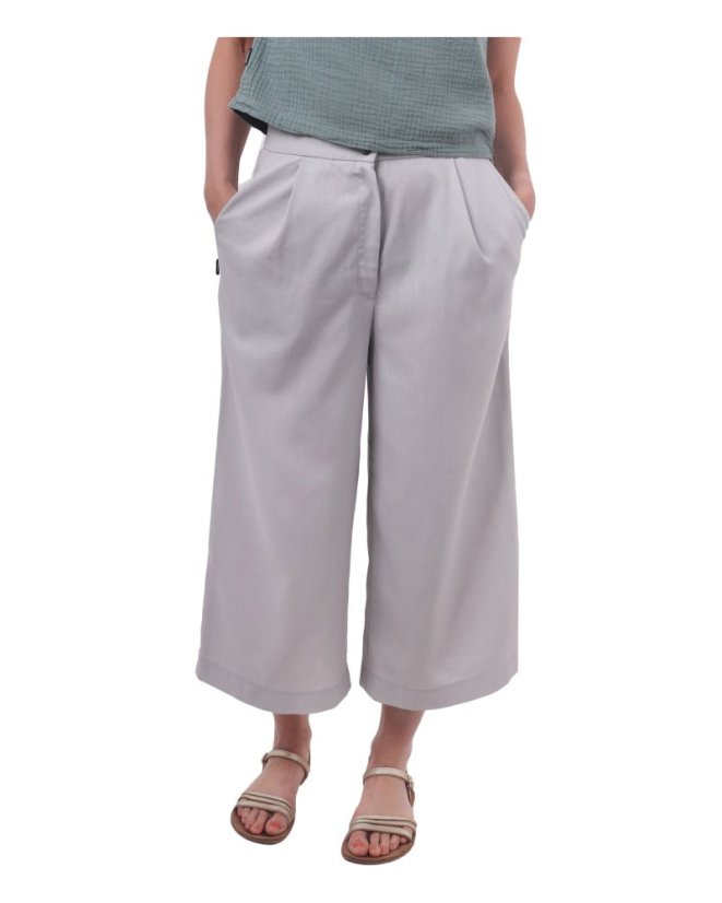 Cullotes-Leinenhose für Damen, grau - Größe: 46