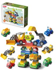 Stavebnice auto-robot 6v1, velké kompatibilní kostky pro děti od 3 let, 57 dílků