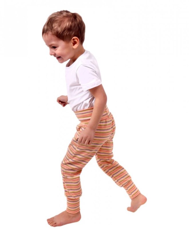 Dětské kalhoty baggy, lehké, oranžové-pruhy