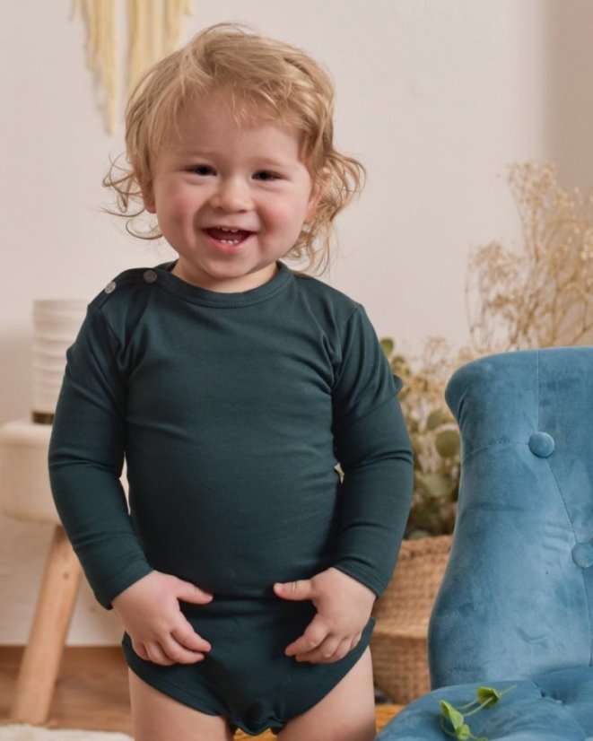 Baby bodysuit onesie, dark green - Size: 74