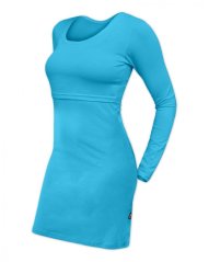 Breast-feeding dress Elena, long sleeves, turquoise