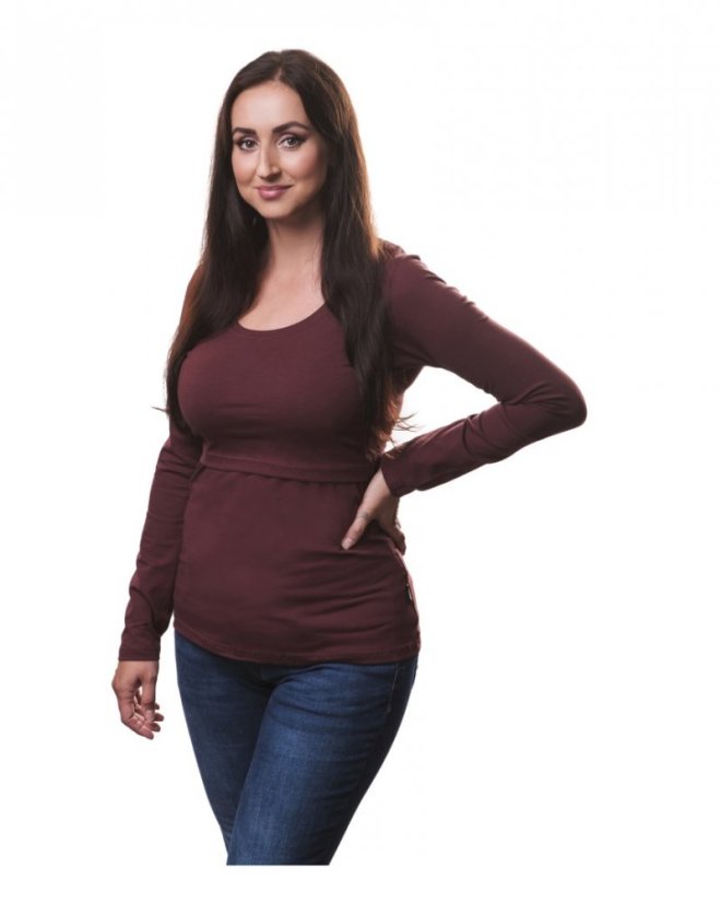Nursing T-shirt Catherine, long sleeves – burgandy