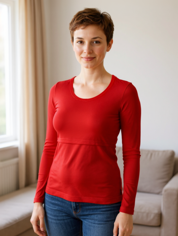 Kojicí tričko Kateřina, dlouhý rukáv, červené
