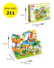 Stavebnice kuličková autodráha, 211 dílků, velké kostky, pro děti od 3 let