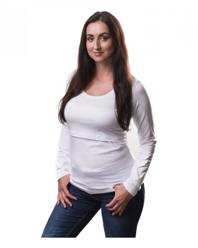 Nursing T-shirt Catherine, long sleeves – white - Size: S/M