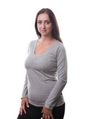 Breast-feeding T-shirt Klaudie, long sleeves, GREY MELANGE