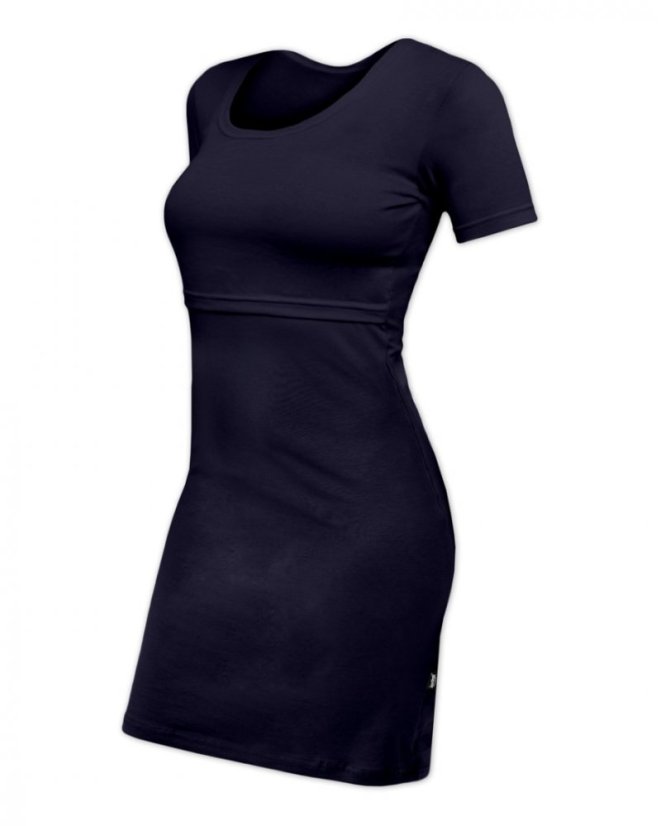 Breast-feeding dress Elena, short sleeves, dark blue - Size: L/XL