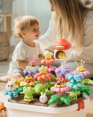 Stavebnice květinová zahrádka se zvířátky, 95 dílků, velké kostky, pro děti od 3 let