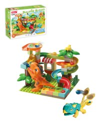 Stavebnice kuličková dráha s dinosaury a katapultem, 78 dílků, pro děti od 3 let