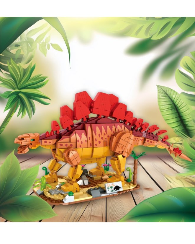 Stavebnice dinosaurus Stegosaurus s pohyblivými prvky, 697 dílků