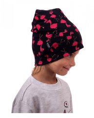 Baumwollmütze für Kinder – schwarz + Flamingos