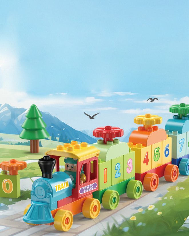 Large building blocks train with numbers, 56 pieces, age 3+