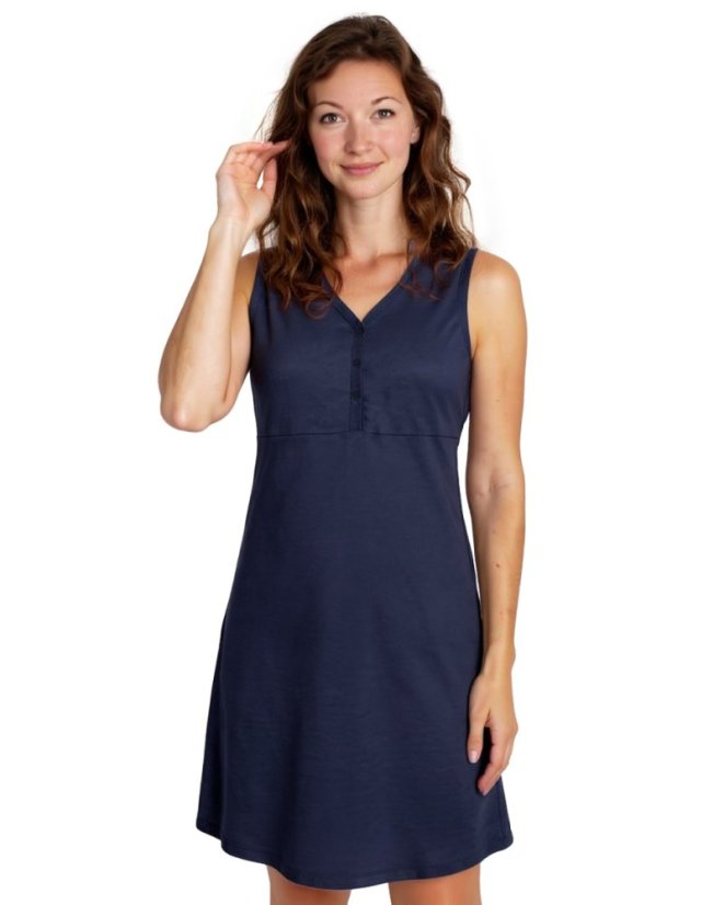 Kojící noční košile rozepínací, bez rukávů, tmavě modrá