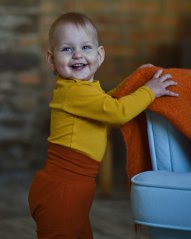 Baby bodysuit onesie, mustard