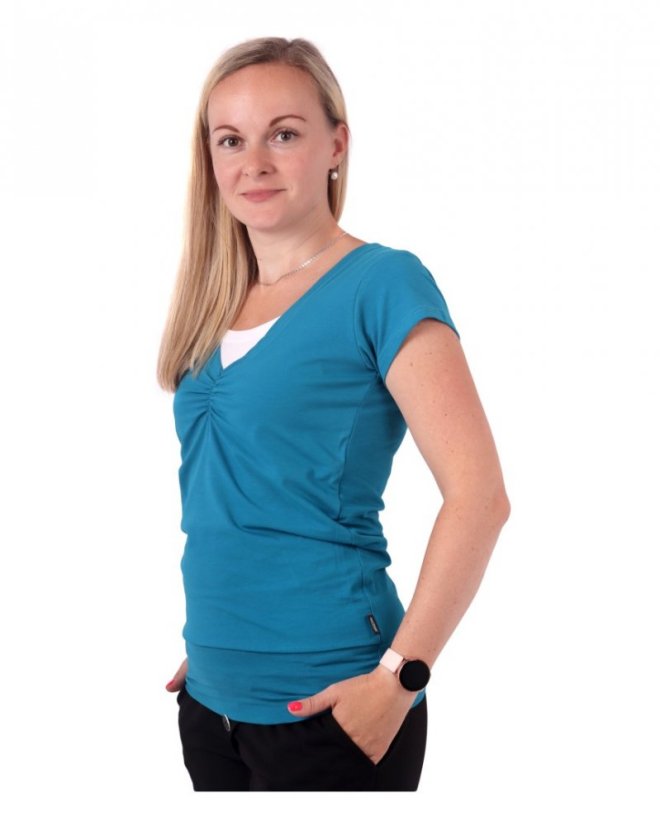 Tričko na dojčenie Karla, krátky rukáv, tmavý tyrkys