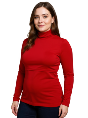 Breast-feeding roll-colar T-shirt Katerina, RED