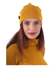 Women’s Reversible Cotton Beanie, black + mustard L