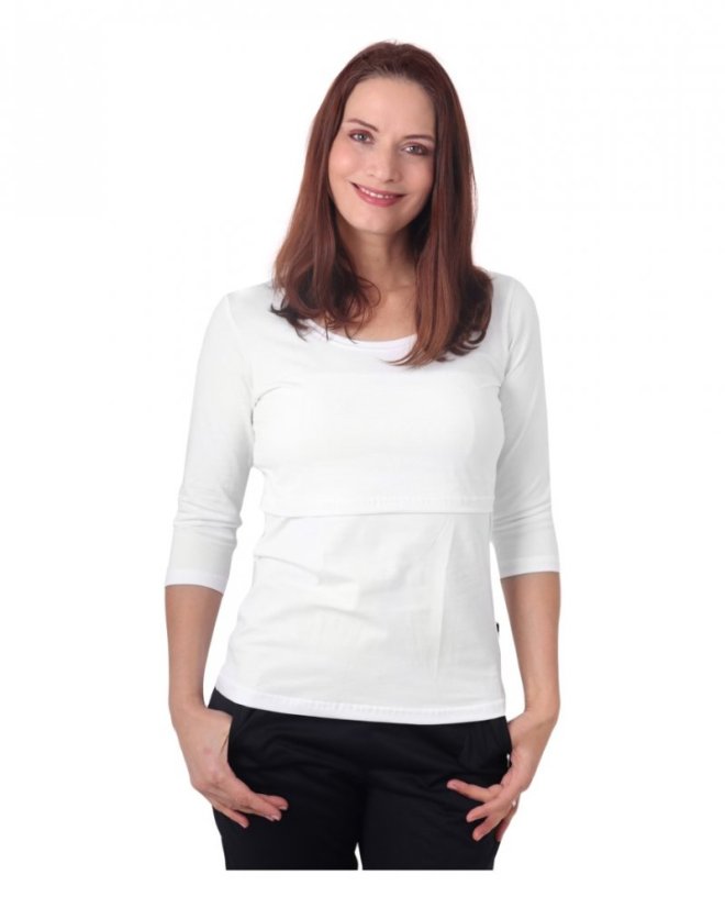 Nursing T-shirt Catherine, 3/4 sleeves – white - Size: M/L