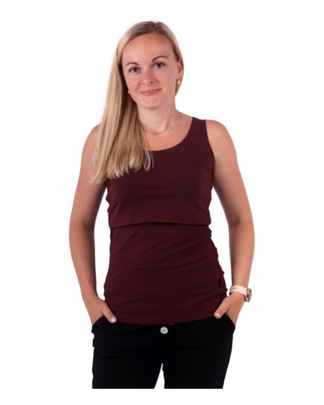 Breast-feeding T-shirt Katerina, no sleeves, BORDO - Size: XS/S