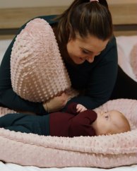Baby nest for newborns – large MINKY design from birth, powder pink.