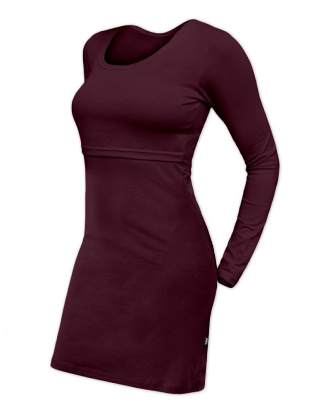 Breast-feeding dress Elena, long sleeves, bordeaux - Size: XS/S